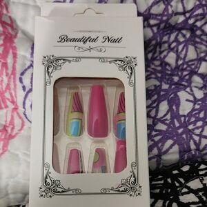 Beautiful Nail Pink and Multicolor Press-On Set